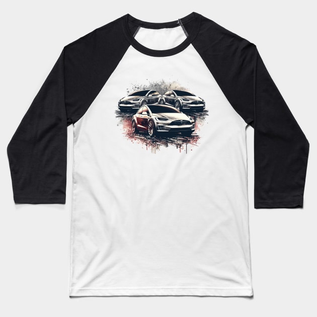 Tesla Model X Baseball T-Shirt by Vehicles-Art